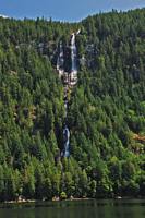 There is this cool waterfall in Hotham Sound that runs down from Freil Lake....