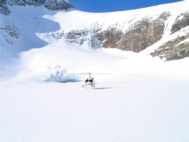 Thursday, 3-11-2004  Helicopter on the frozen glacier lake, just a different perspective.